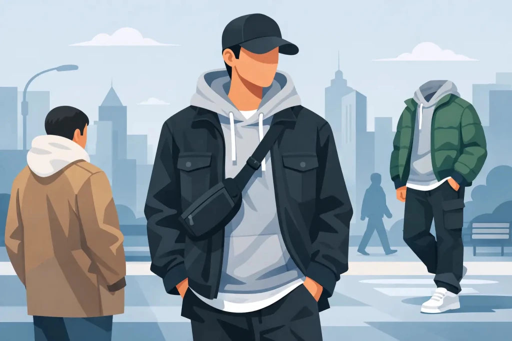 Hoodie Layering im Urban Look richtig tragen - Black Ursus ® | Streetwear ohne Größenlimit.