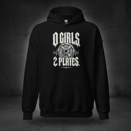 Gym Hoodie "0 Girls - 2 Plates" – Unisex Streetwear, S–5XL | Black Ursus - Streetwear - size_range | Black Ursus