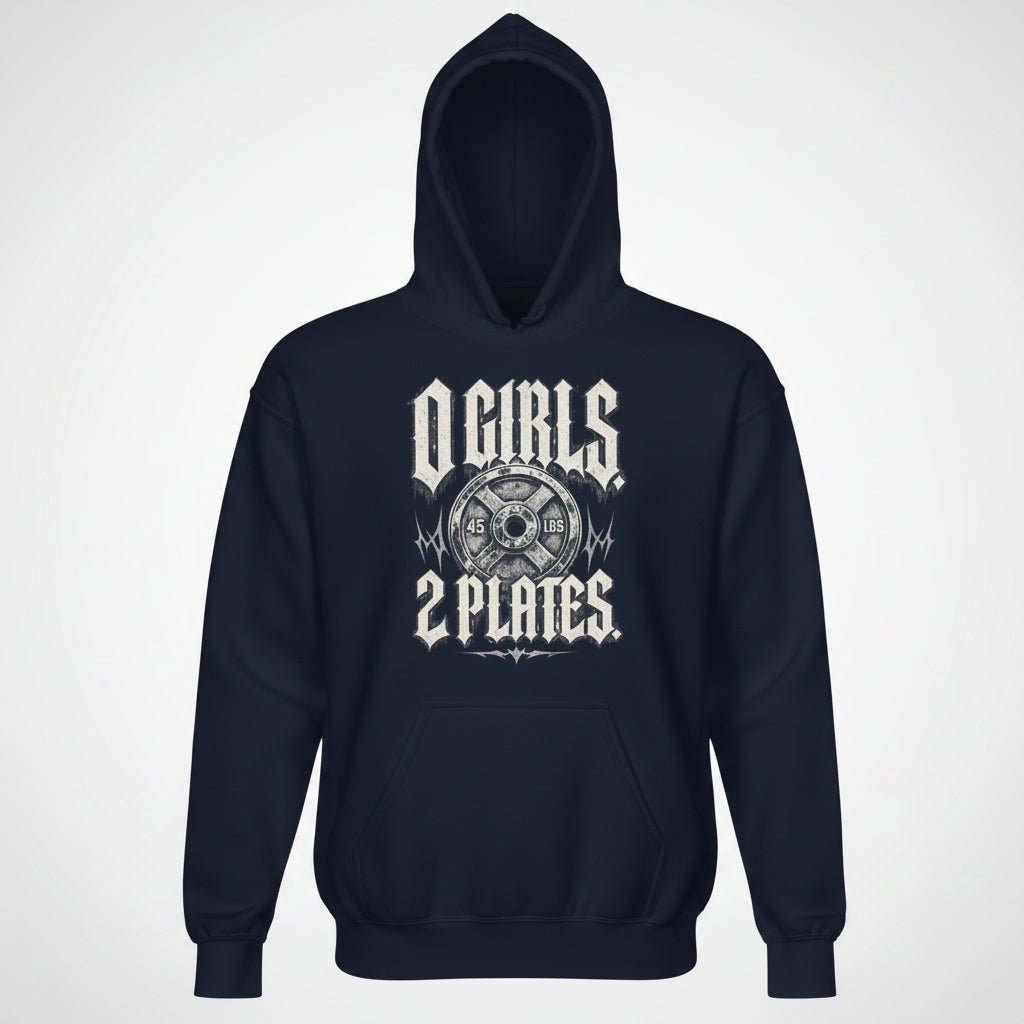 Gym Hoodie "0 Girls - 2 Plates" – Unisex Streetwear, S–5XL | Black Ursus - Streetwear - size_range | Black Ursus