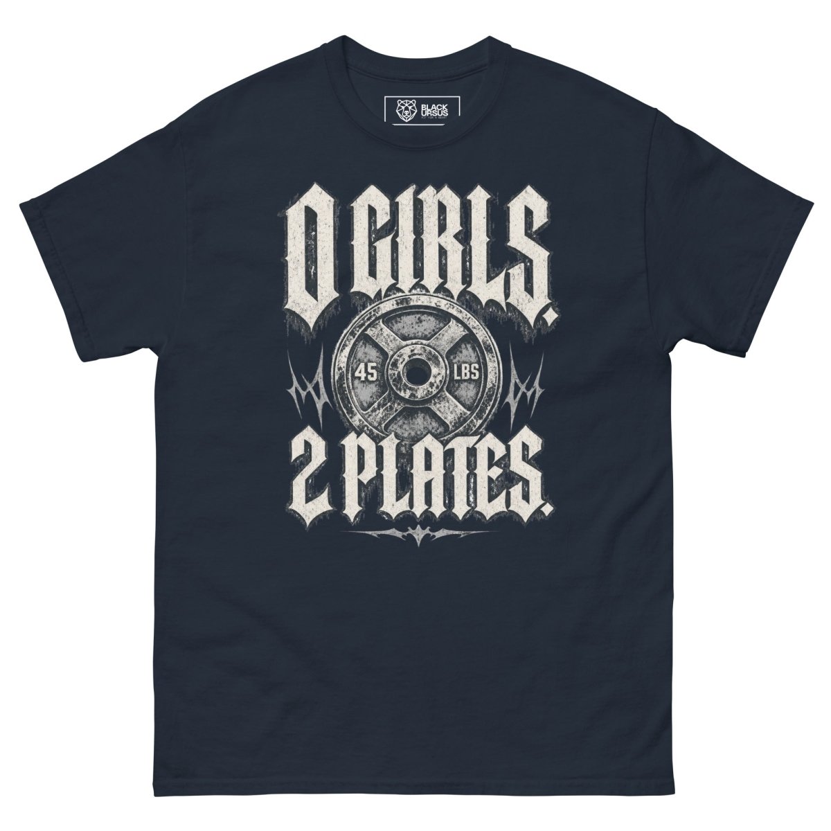 Gym T-Shirt "0 Girls- 2Plates" – Unisex, 180g, S–5XL | Black Ursus - Streetwear - size_range | Black Ursus