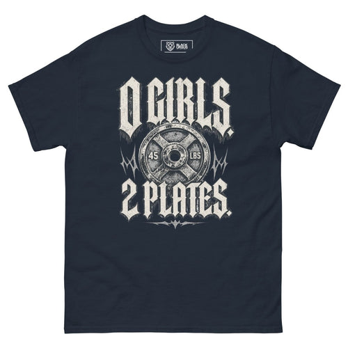 Gym T-Shirt "0 Girls- 2Plates" – Unisex, 180g, S–5XL | Black Ursus - Streetwear - size_range | Black Ursus