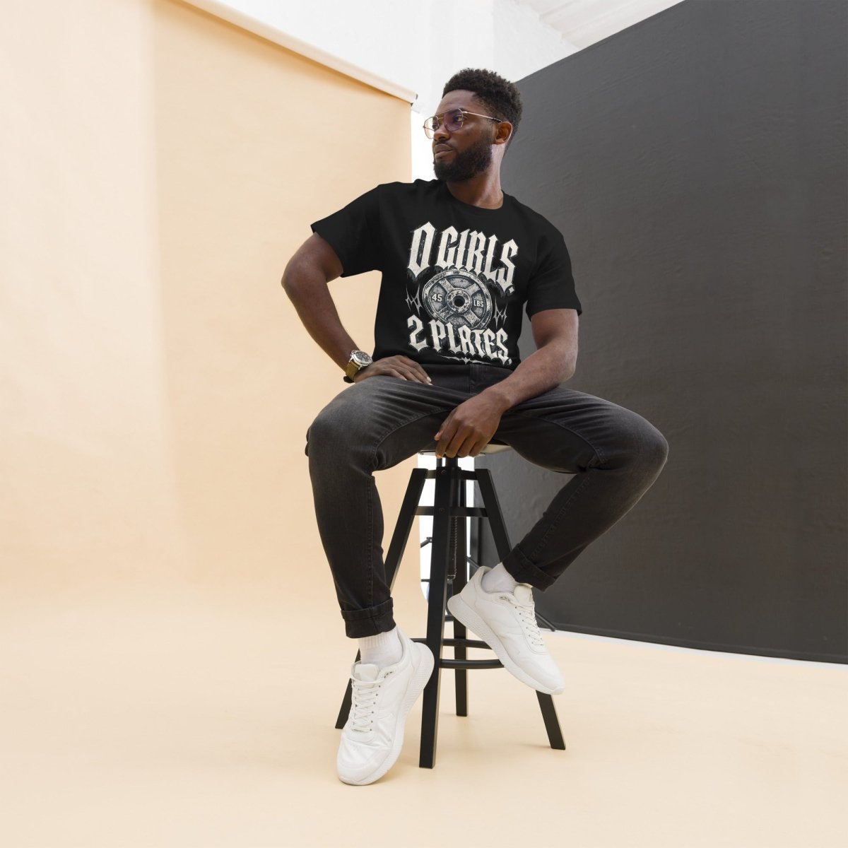 Gym T-Shirt "0 Girls- 2Plates" – Unisex, 180g, S–5XL | Black Ursus - Streetwear - size_range | Black Ursus