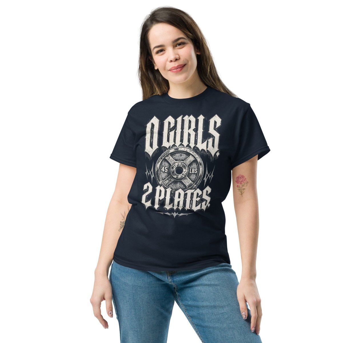 Gym T-Shirt "0 Girls- 2Plates" – Unisex, 180g, S–5XL | Black Ursus - Streetwear - size_range | Black Ursus