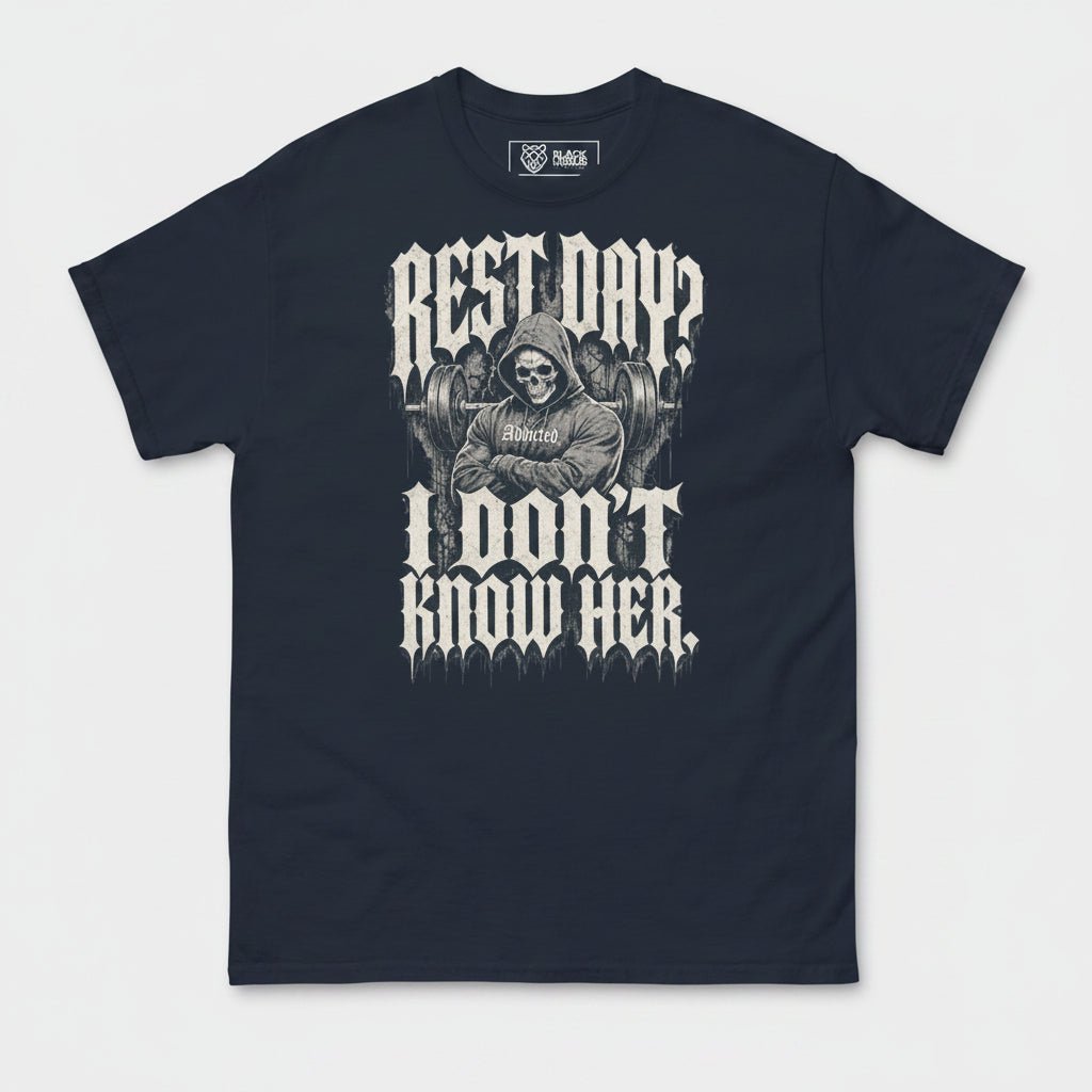 Gym T-Shirt "REST DAY" – Unisex, 180g, S–5XL | Black Ursus - Streetwear - size_range | Black Ursus