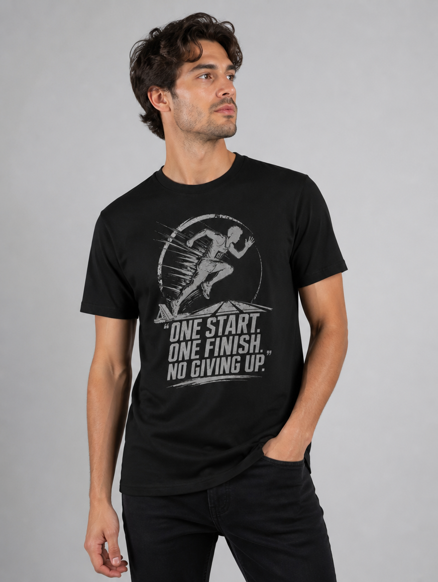 Model trägt T-Shirt "One Start" – Black Ursus