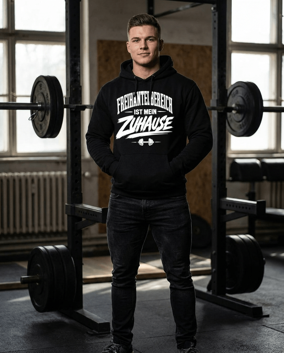 Hoodie "Freihantelbereich Ist Mein Zuhause" – Gym & Bodybuilding S–5XL | Black Ursus - Streetwear - size_range | Black Ursus