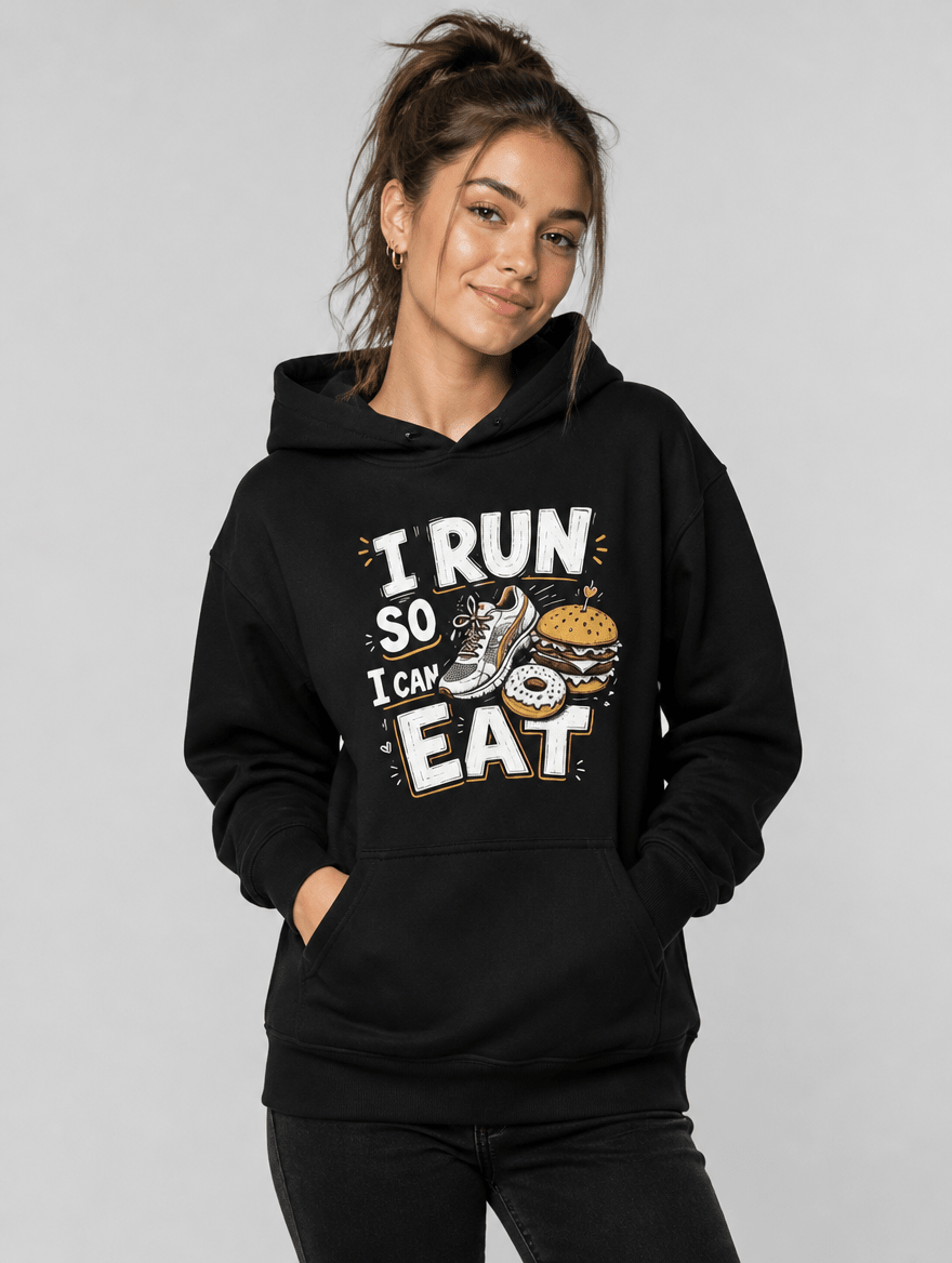 Hoodie "I Run So I Can Eat" – Running | Unisex S–5XL | Black Ursus - Streetwear - size_range | Black Ursus
