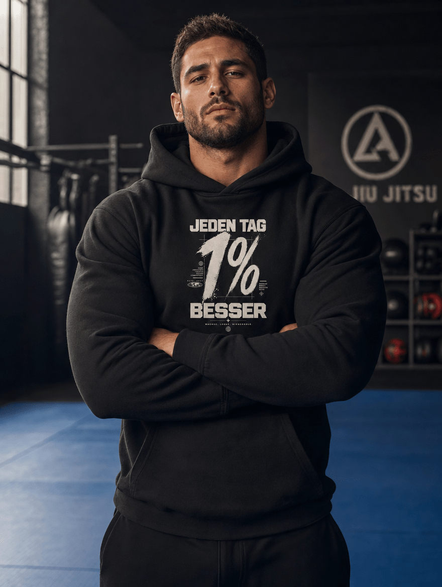 Hoodie "JEDEN TAG 1% BESSER" – BJJ & Jiu-Jitsu S–5XL | Black Ursus - Streetwear - size_range | Black Ursus