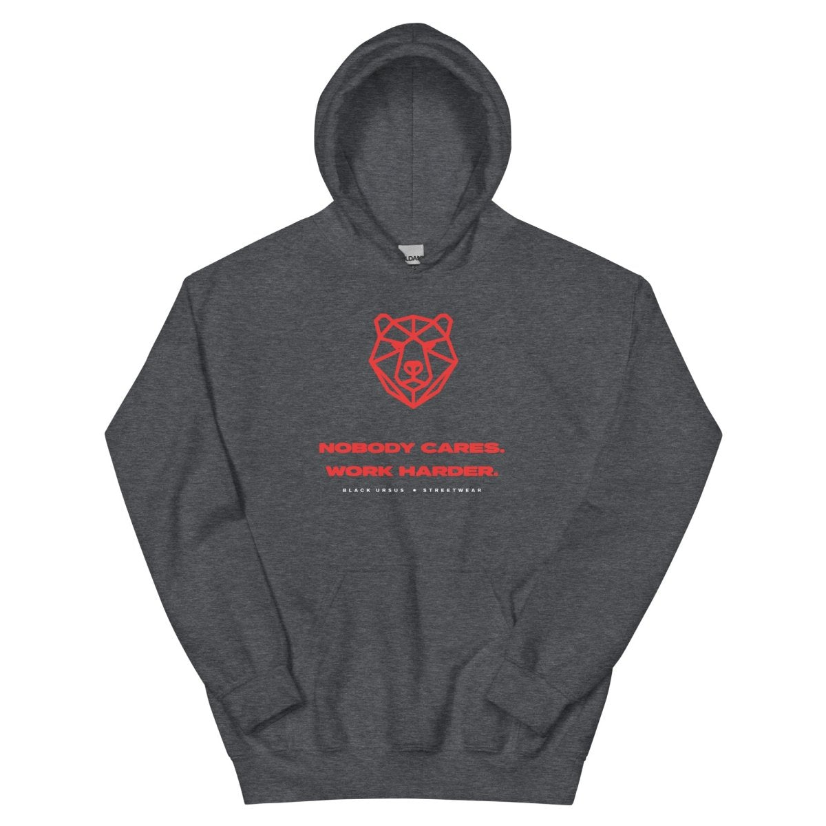 NOBODY CARES. WORK HARDER. Unisex Hoodie - Streetwear - size_range | Black Ursus