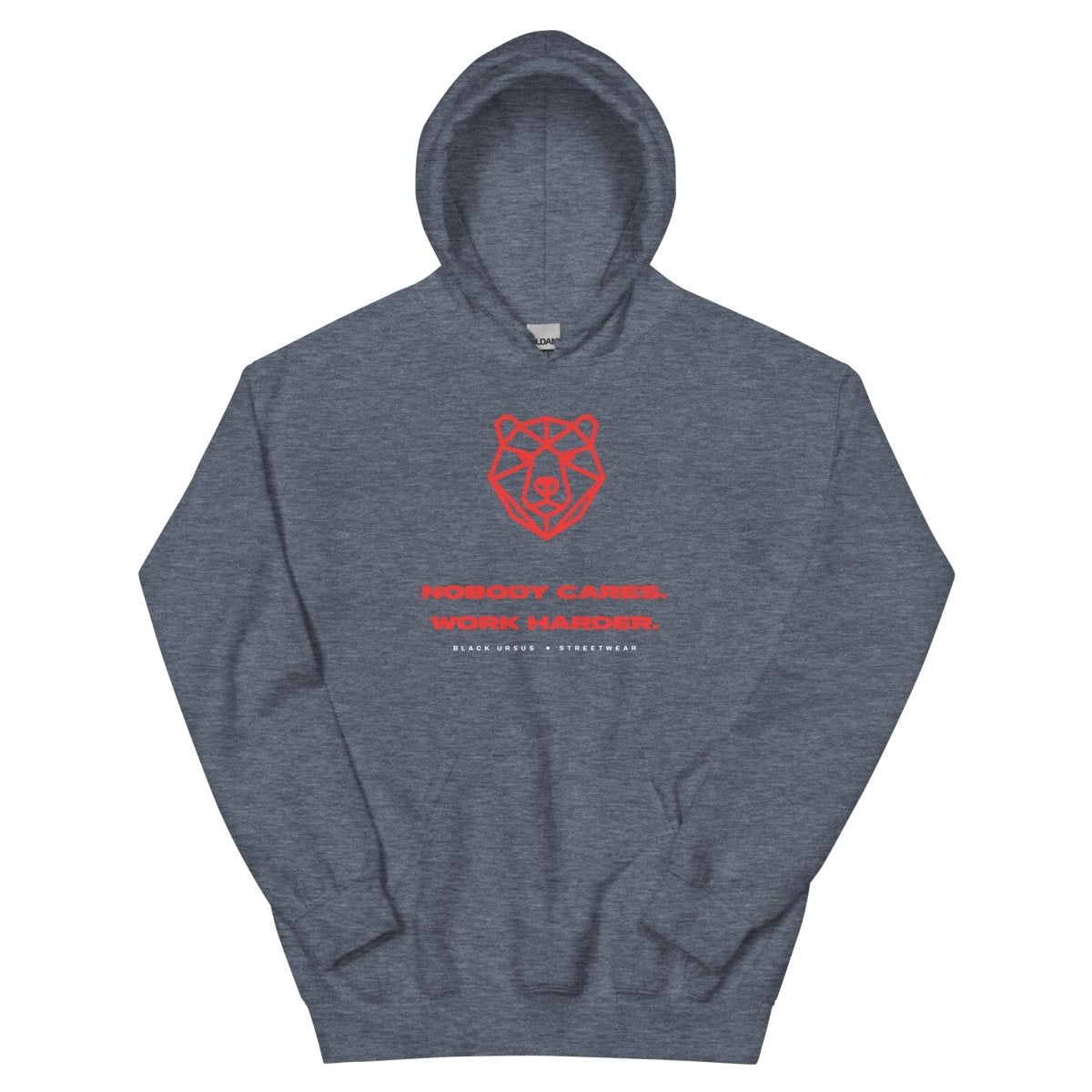 NOBODY CARES. WORK HARDER. Unisex Hoodie - Streetwear - size_range | Black Ursus