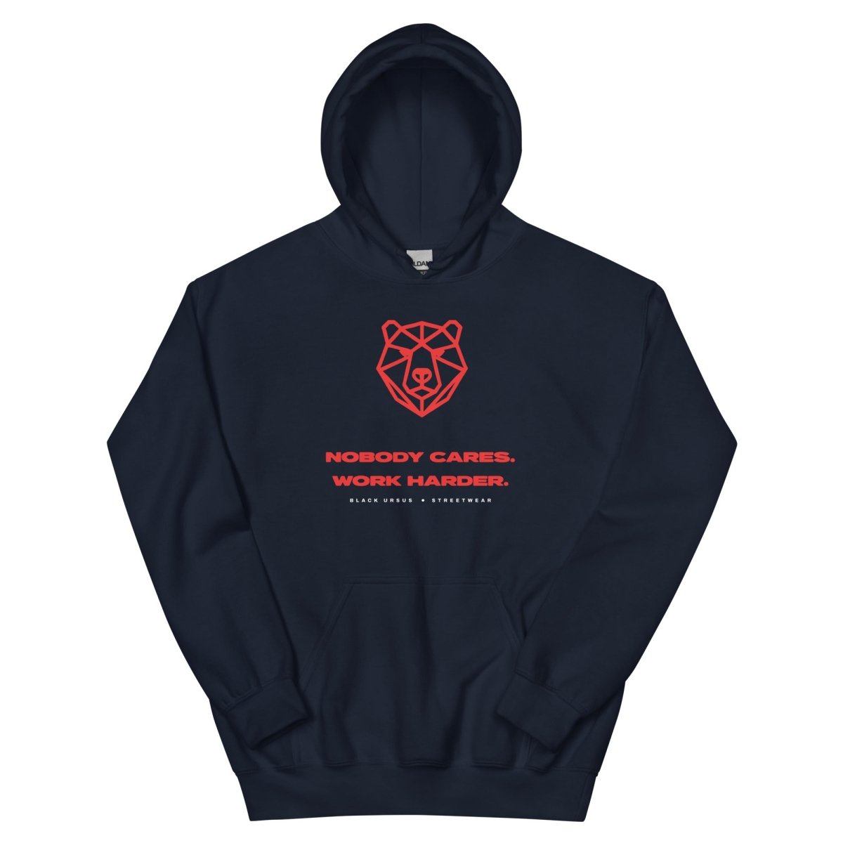 NOBODY CARES. WORK HARDER. Unisex Hoodie - Streetwear - size_range | Black Ursus
