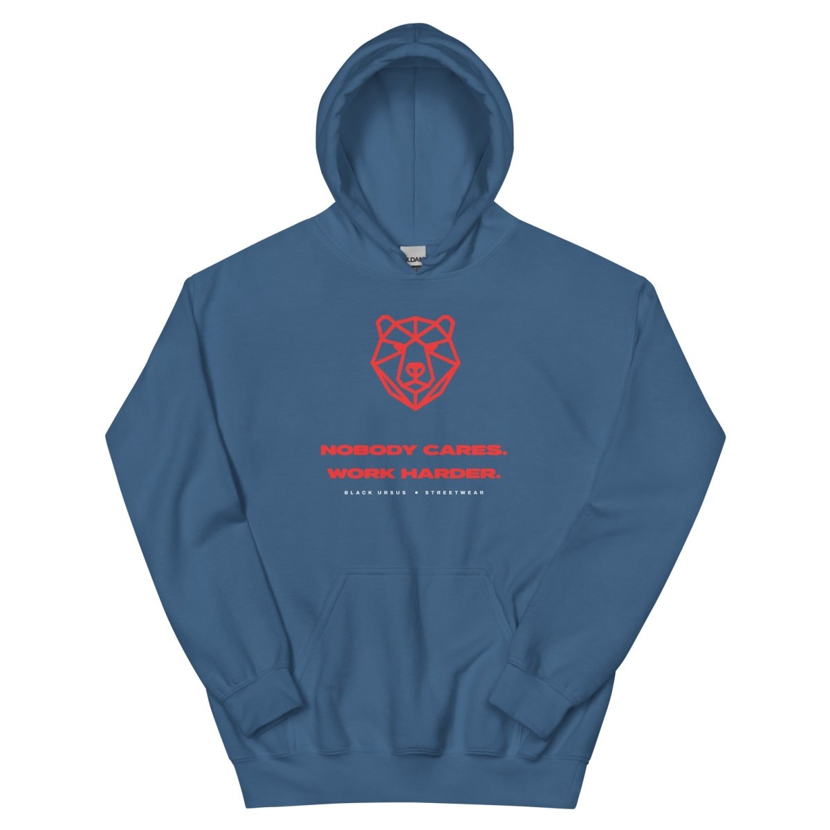 NOBODY CARES. WORK HARDER. Unisex Hoodie - Streetwear - size_range | Black Ursus
