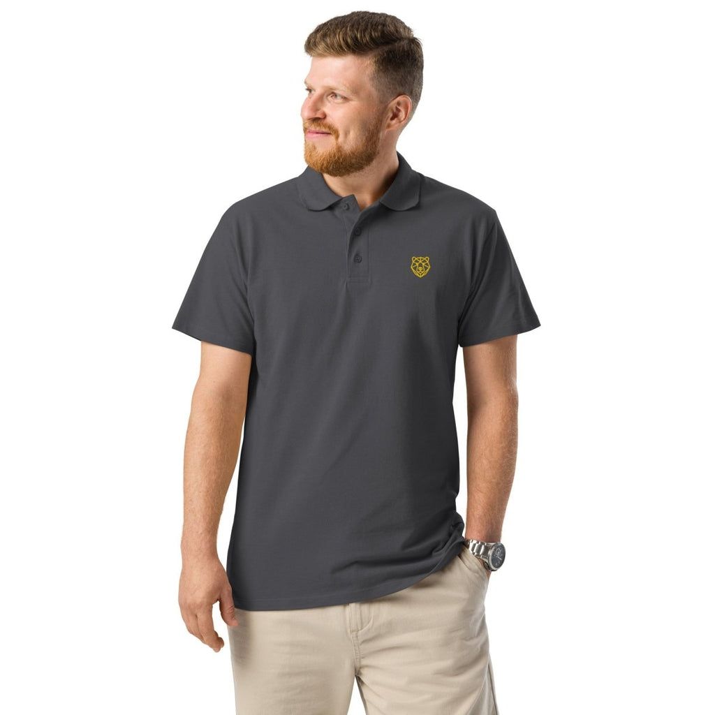 Premium Polo Shirt "Black Ursus" – Piqué, Logo - Stick Gold, S–5XL - Streetwear - size_range | Black Ursus