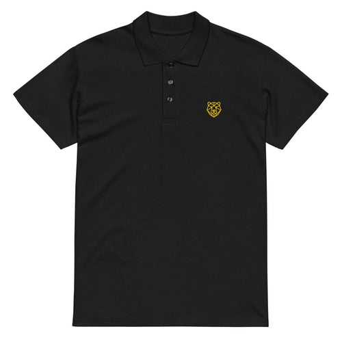Premium Polo Shirt "Black Ursus" – Piqué, Logo - Stick Gold, S–5XL - Streetwear - size_range | Black Ursus