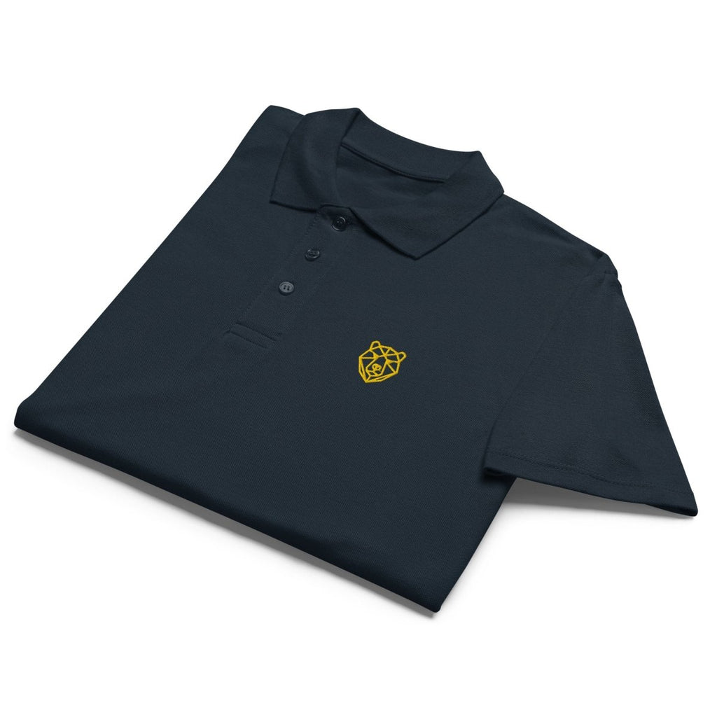 Premium Polo Shirt "Black Ursus" – Piqué, Logo - Stick Gold, S–5XL - Streetwear - size_range | Black Ursus