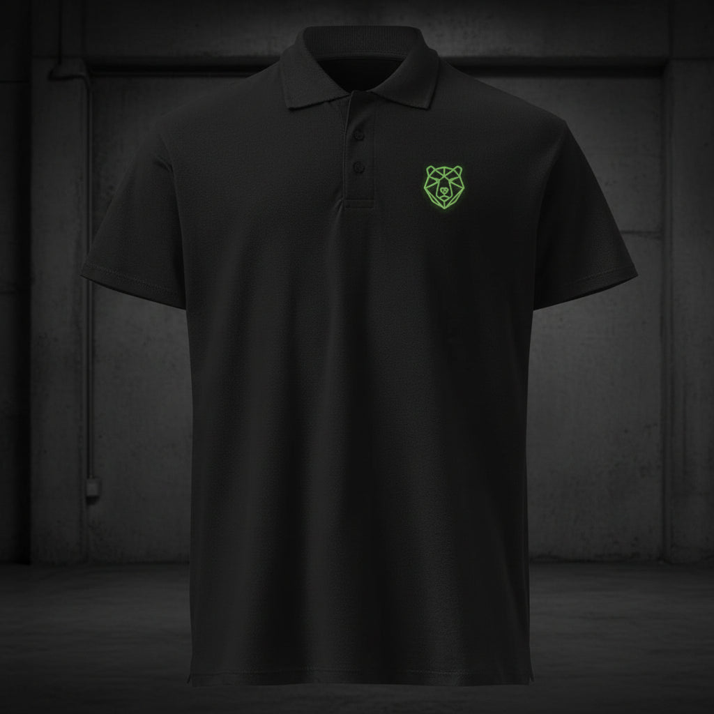 Premium Polo Shirt "Black Ursus" – Piqué, Logo - Stick Grün, S–5XL - Streetwear - size_range | Black Ursus