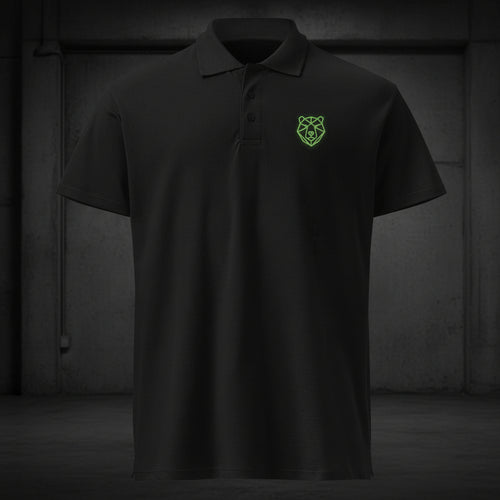 Premium Polo Shirt "Black Ursus" – Piqué, Logo - Stick Grün, S–5XL - Streetwear - size_range | Black Ursus