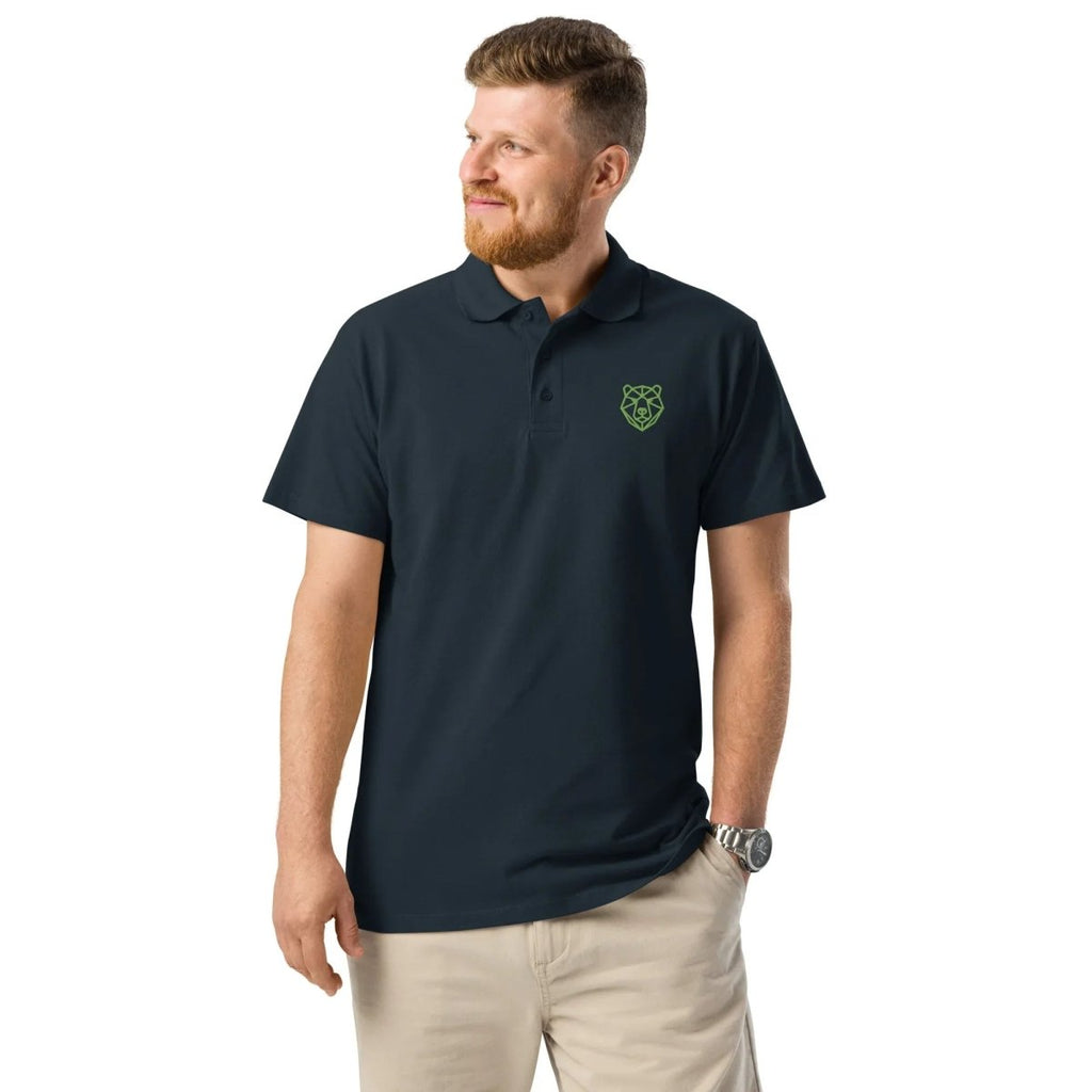 Premium Polo Shirt "Black Ursus" – Piqué, Logo - Stick Grün, S–5XL - Streetwear - size_range | Black Ursus