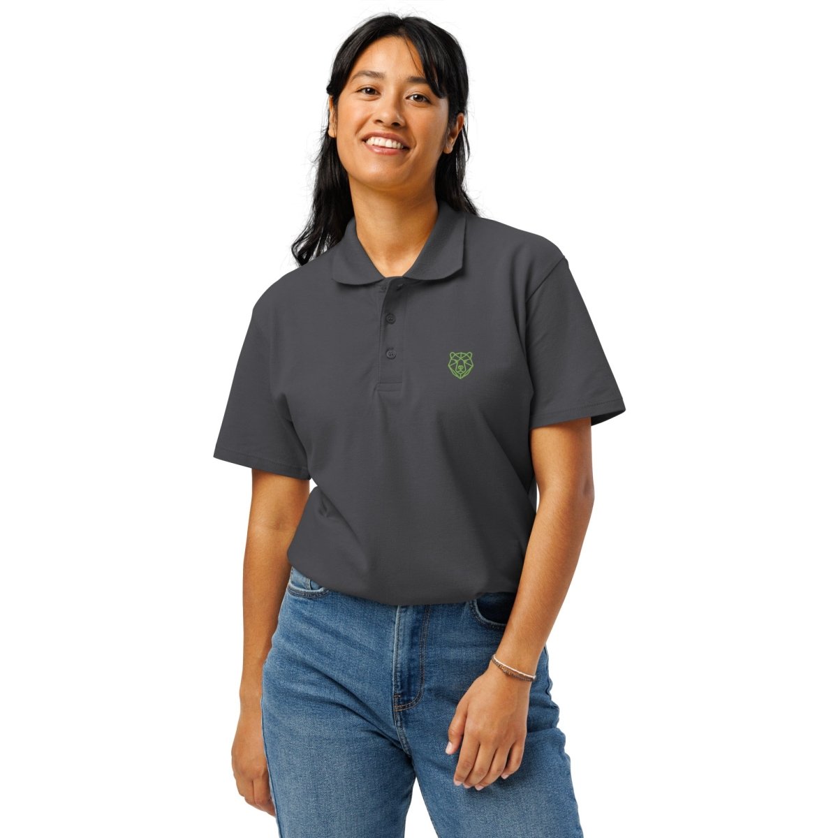 Premium Polo Shirt "Black Ursus" – Piqué, Logo - Stick Grün, S–5XL - Streetwear - size_range | Black Ursus