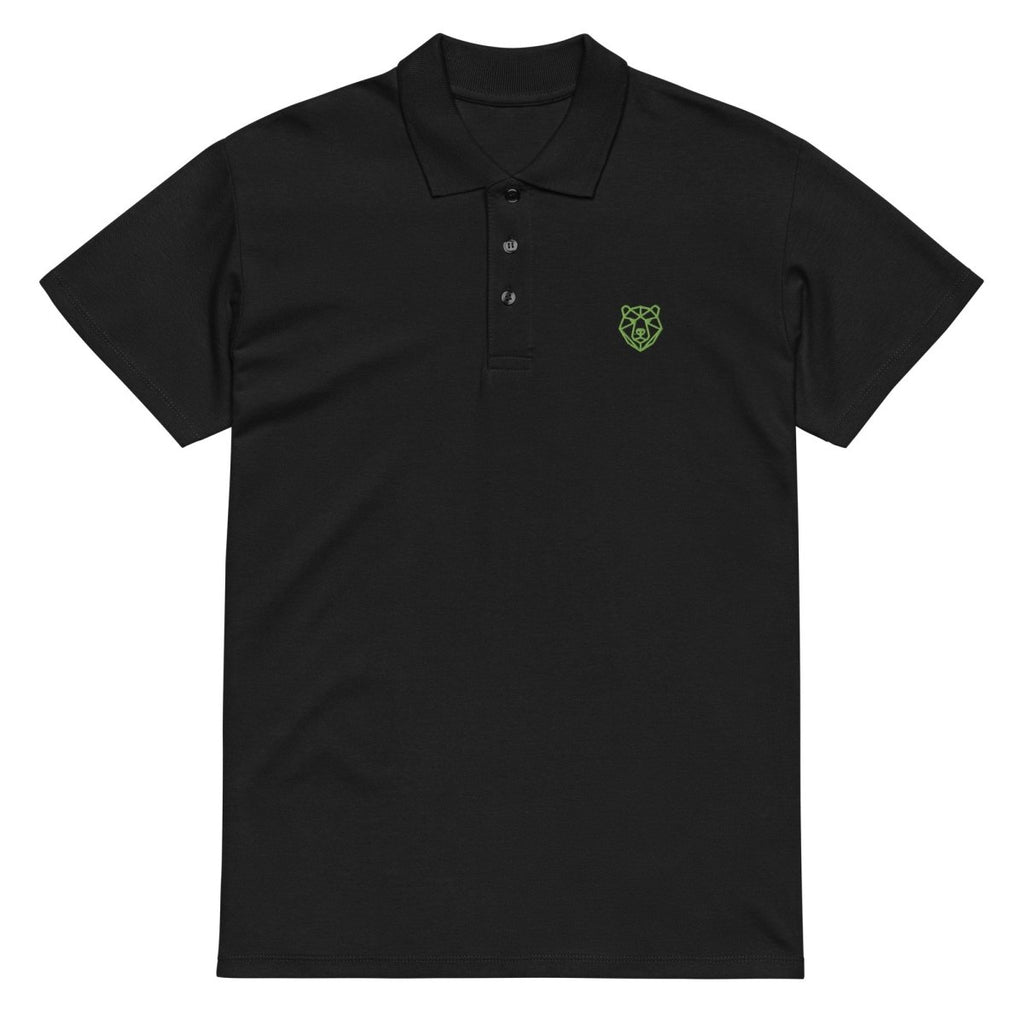 Premium Polo Shirt "Black Ursus" – Piqué, Logo - Stick Grün, S–5XL - Streetwear - size_range | Black Ursus