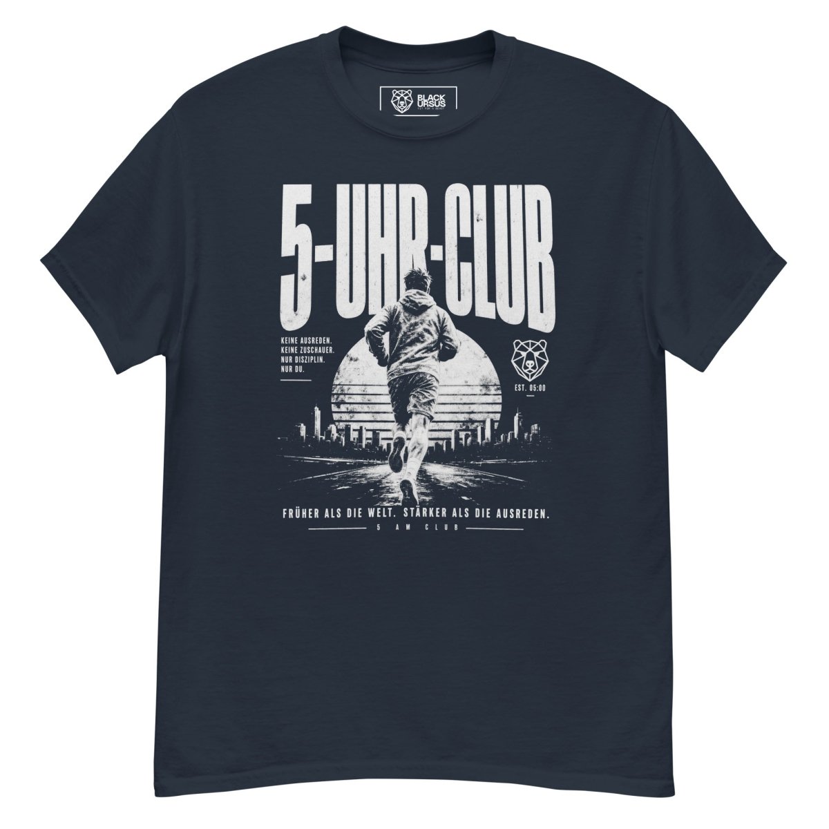 T-Shirt "5-Uhr-Club" – Running & Laufen S–5XL | Black Ursus - Streetwear - S–5XL | Black Ursus