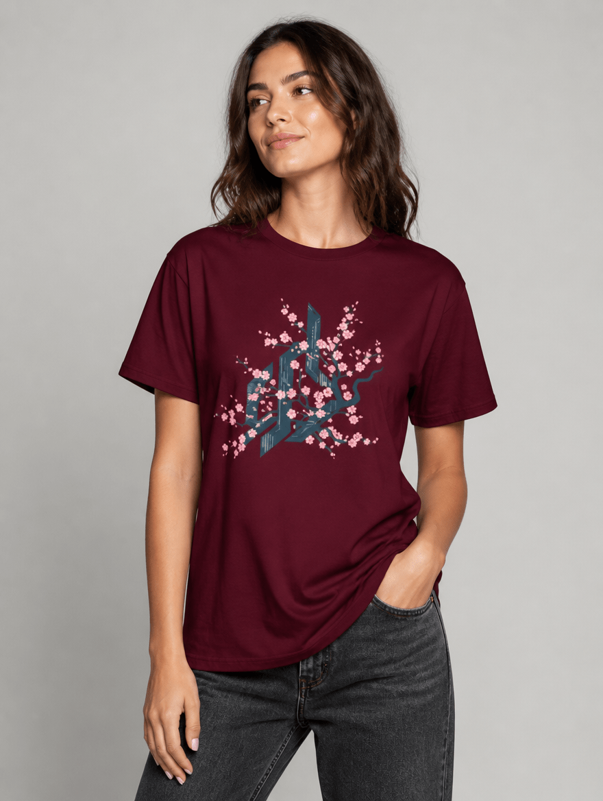 T-Shirt "CYBER FLOWER" – JDM & Japan Streetwear S–5XL | Black Ursus - Streetwear - size_range | Black Ursus
