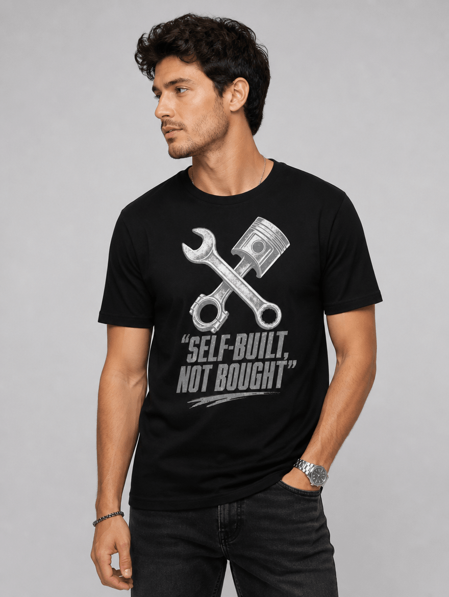 T-Shirt "Self Built" – Gym & Bodybuilding S–5XL | Black Ursus - Streetwear - size_range | Black Ursus
