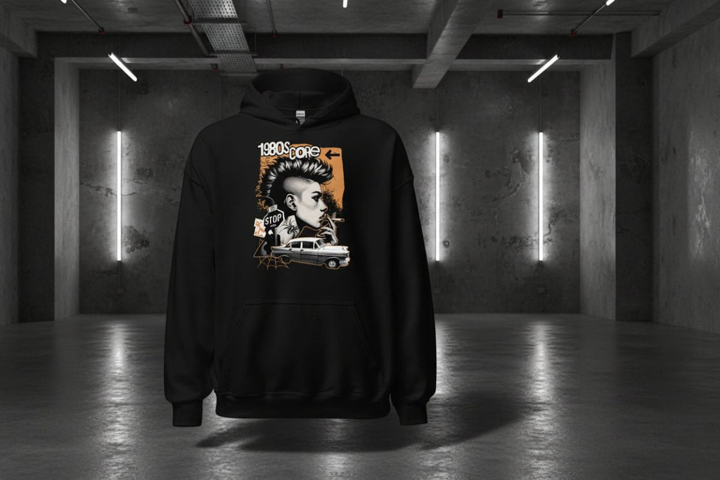 Unisex Hoodie "80s Core" - Black Ursus | Urban Streetwear