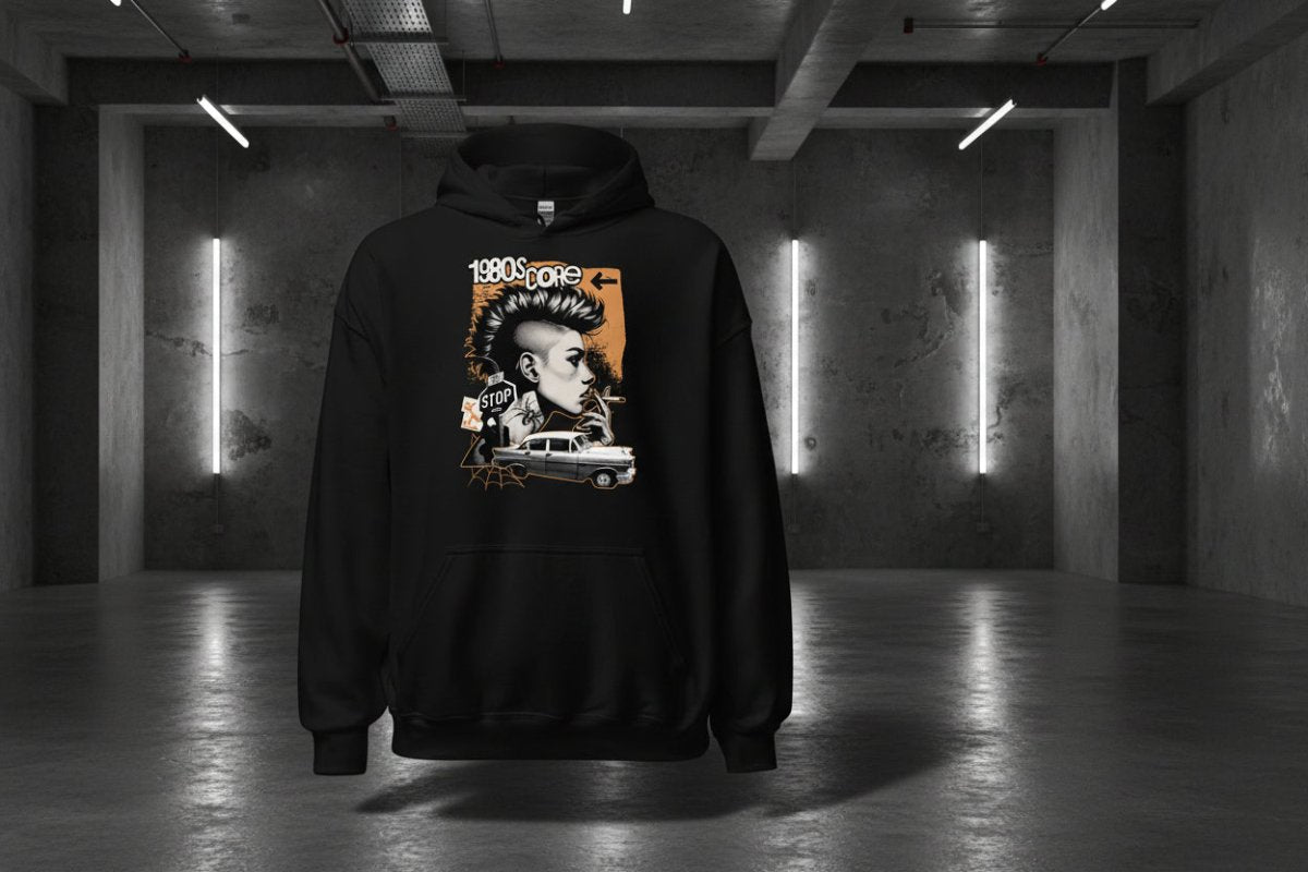 Unisex Hoodie "80s Core" - Black Ursus | Urban Streetwear