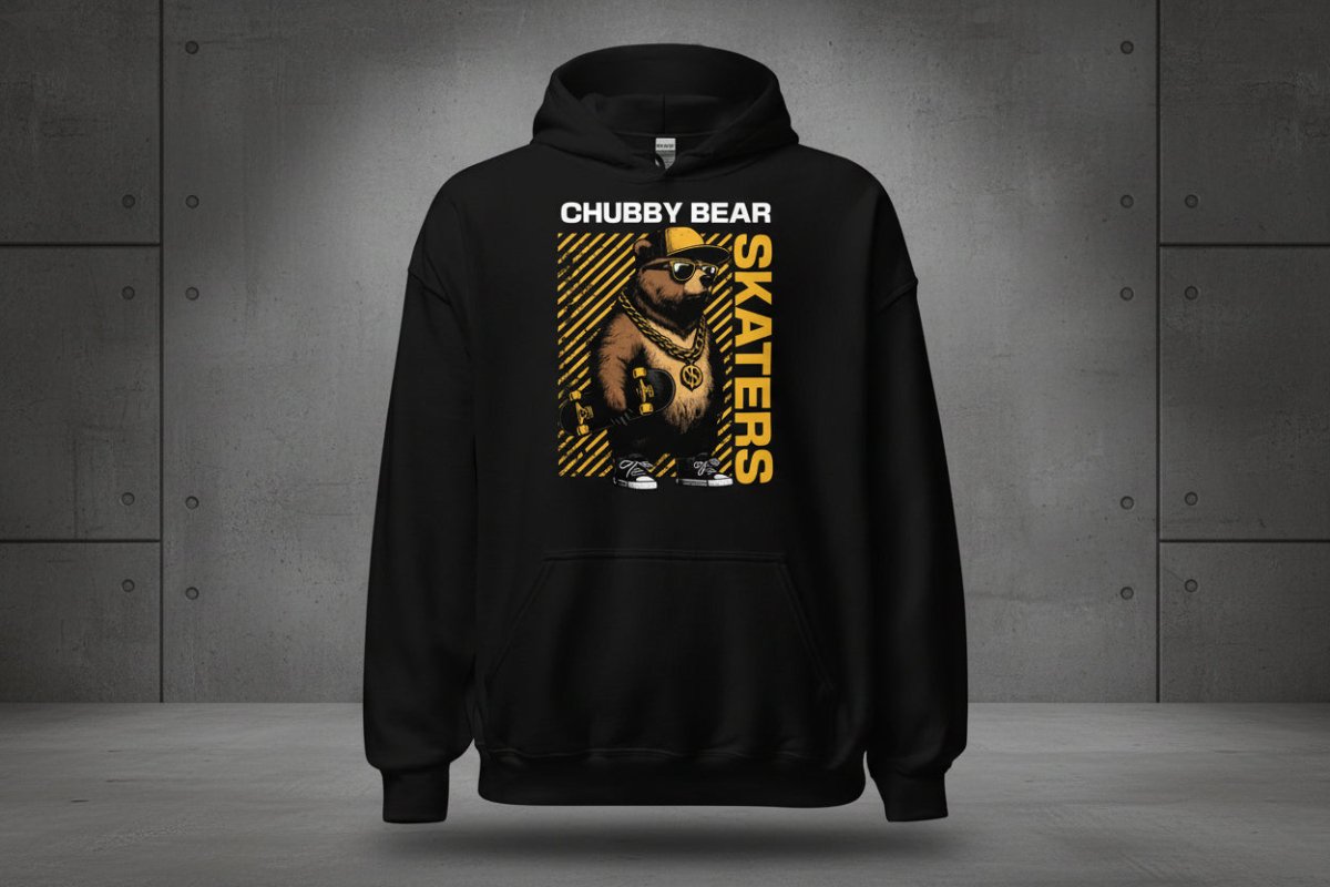 Unisex Hoodie "Chubby Bear" - Black Ursus | Urban Streetwear