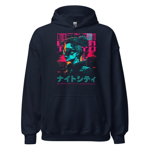 Unisex Hoodie "Cyber Tokyo" - Streetwear - size_range | Black Ursus