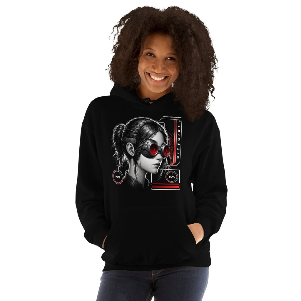 Unisex Hoodie "Cyber Woman" - Black Ursus | Urban Streetwear
