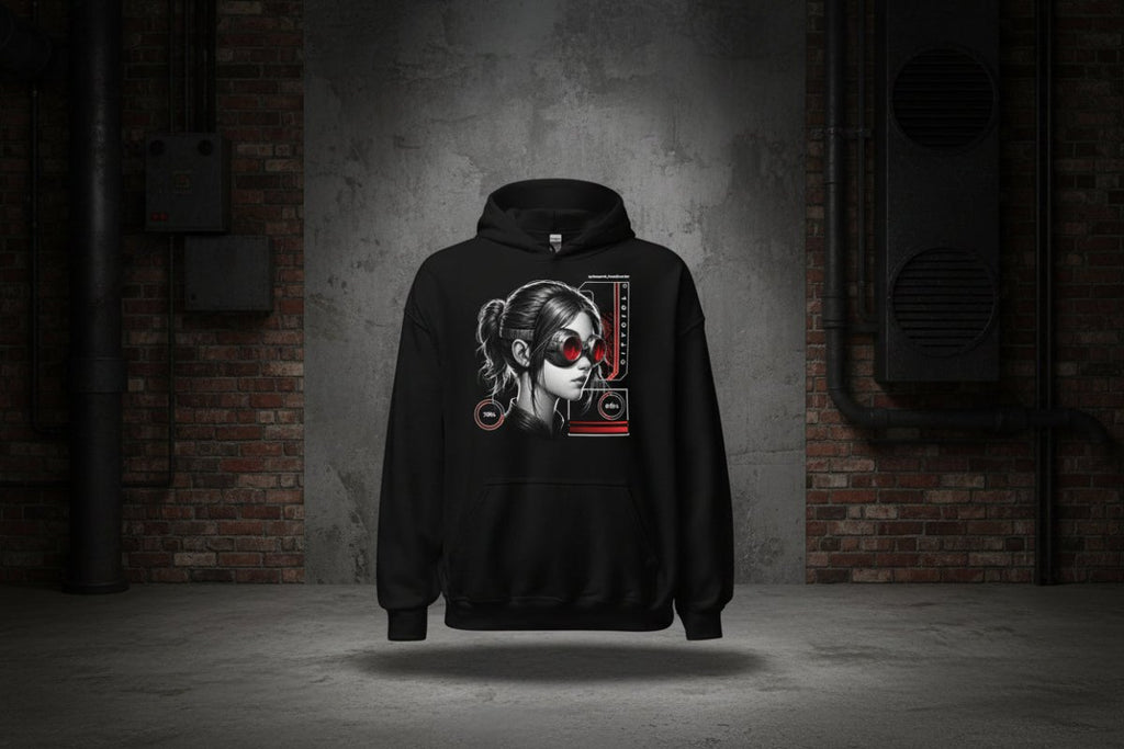 Unisex Hoodie "Cyber Woman" - Black Ursus | Urban Streetwear