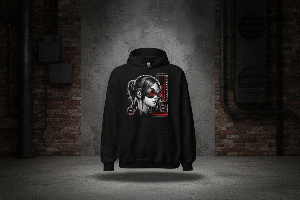 Unisex Hoodie "Cyber Woman" - Black Ursus | Urban Streetwear