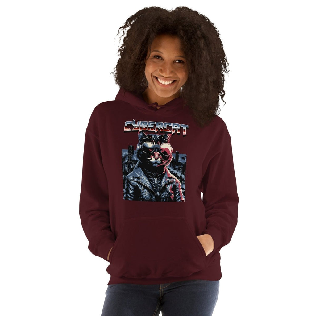 Unisex Hoodie "Cybercat" - Black Ursus | Urban Streetwear