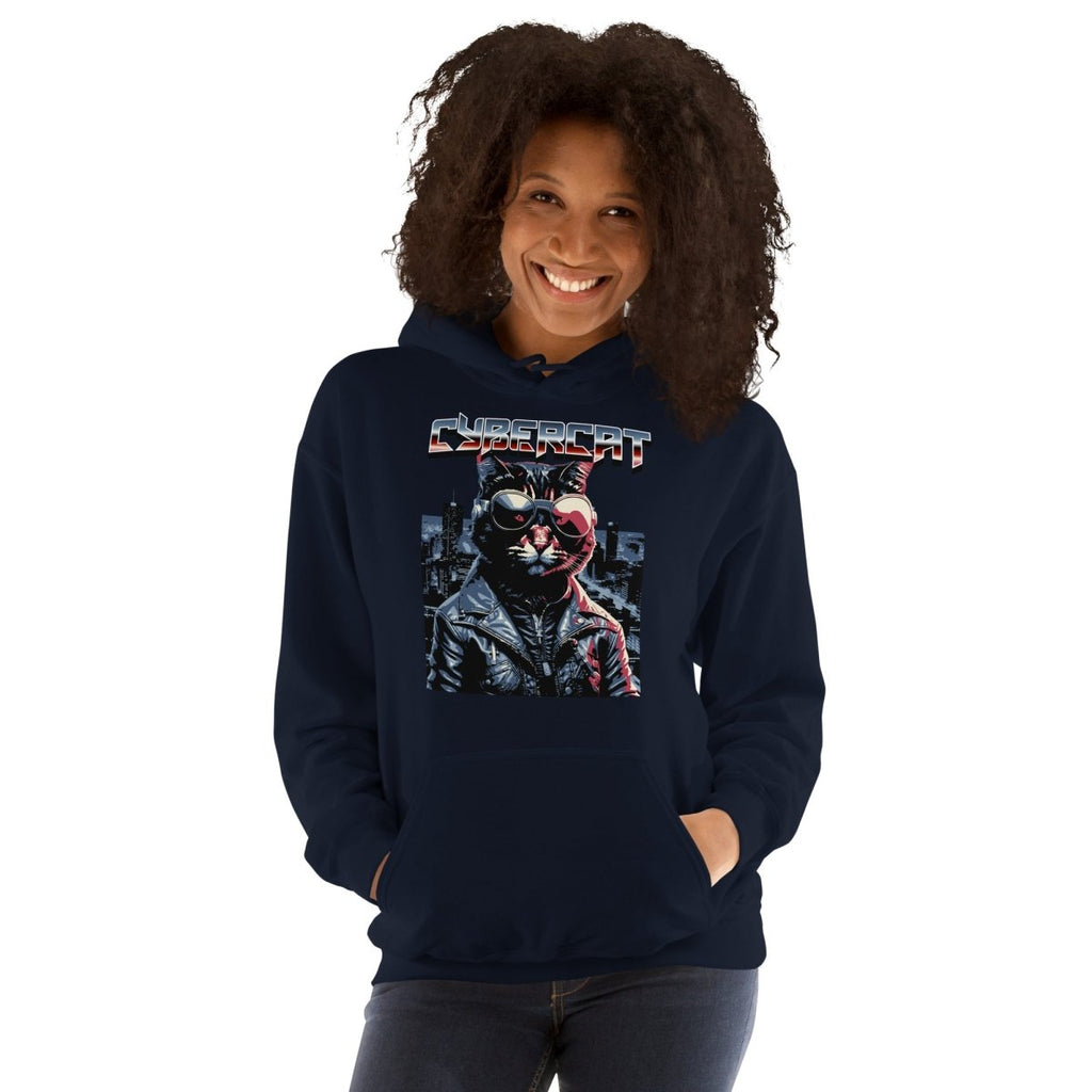Unisex Hoodie "Cybercat" - Black Ursus | Urban Streetwear