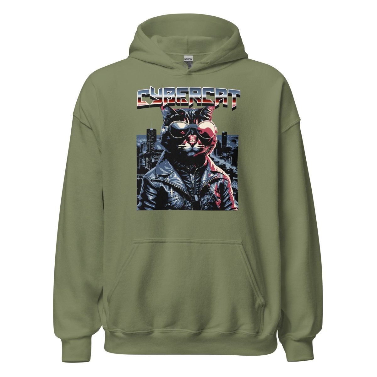 Unisex Hoodie "Cybercat" - Black Ursus | Urban Streetwear