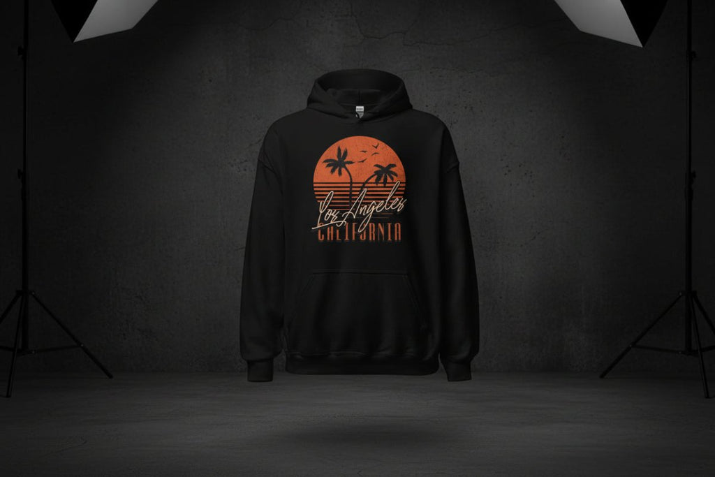 Unisex Hoodie "Los Angeles Sunset" - Black Ursus | Urban Streetwear