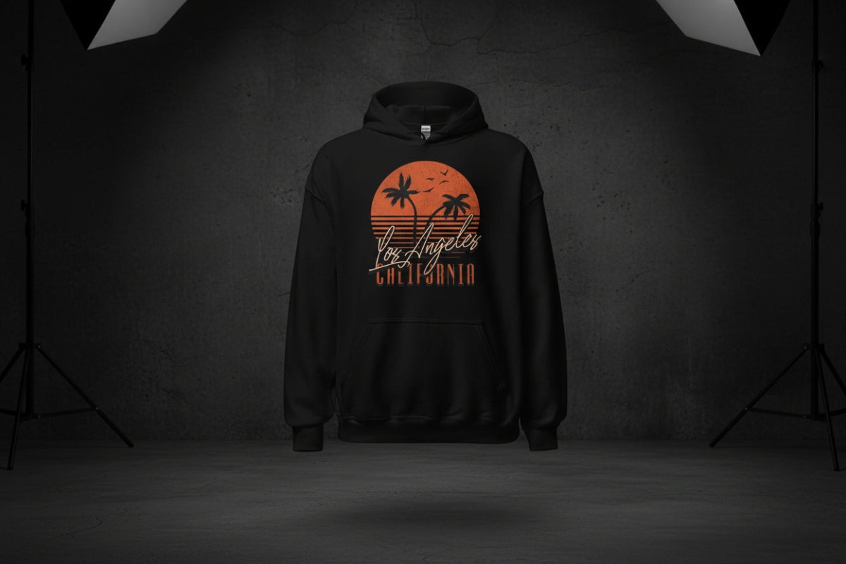 Unisex Hoodie "Los Angeles Sunset" - Black Ursus | Urban Streetwear