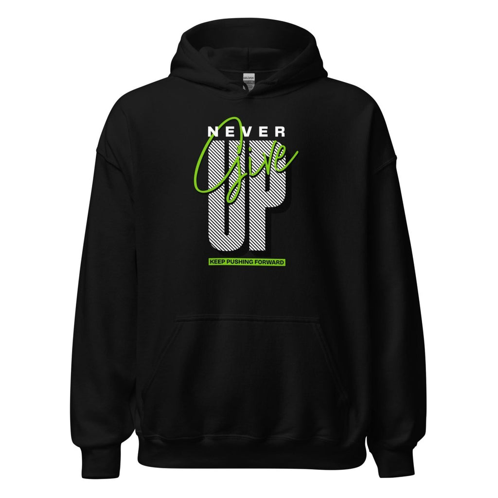 Unisex Hoodie "Never give up" - Streetwear - size_range | Black Ursus