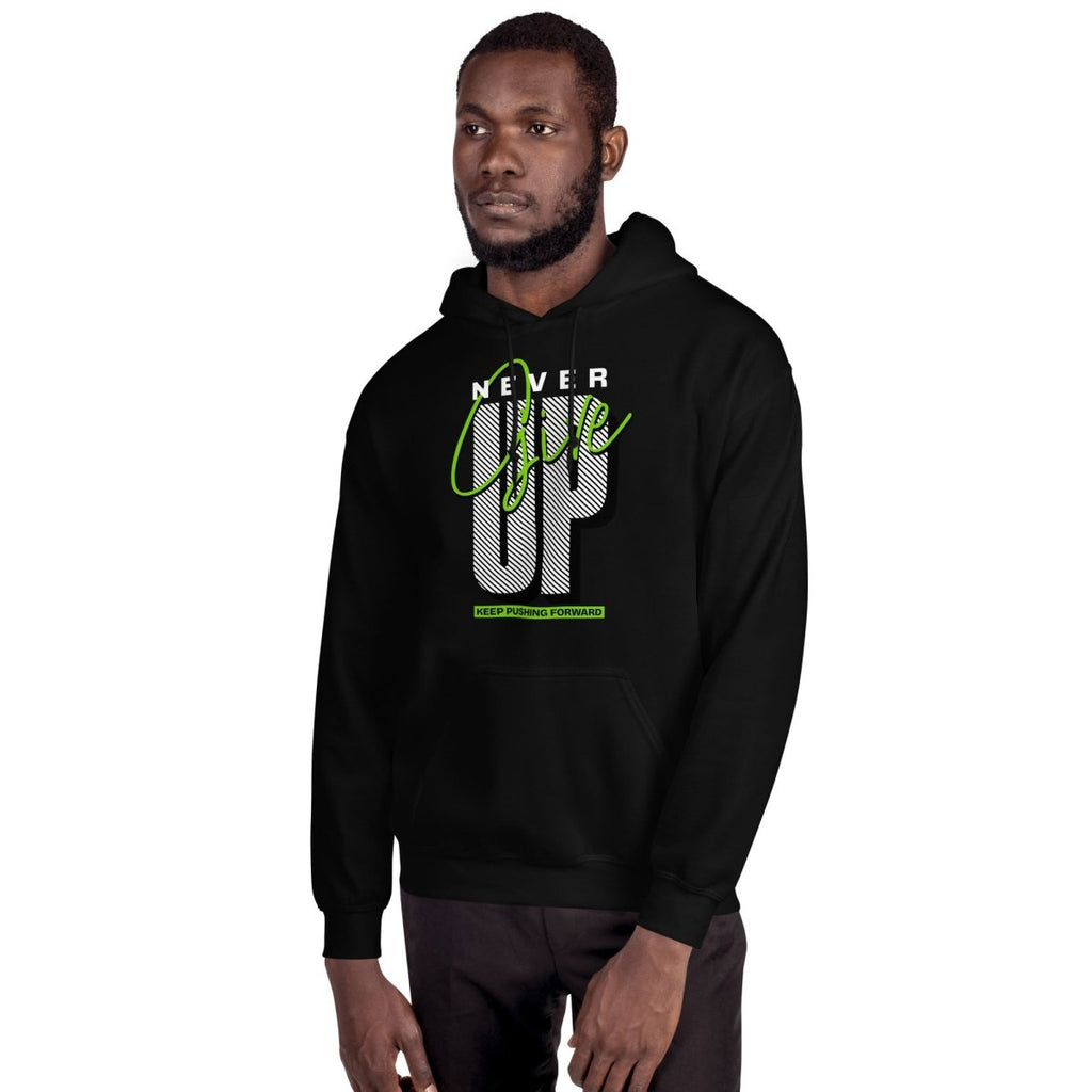 Unisex Hoodie "Never give up" - Streetwear - size_range | Black Ursus