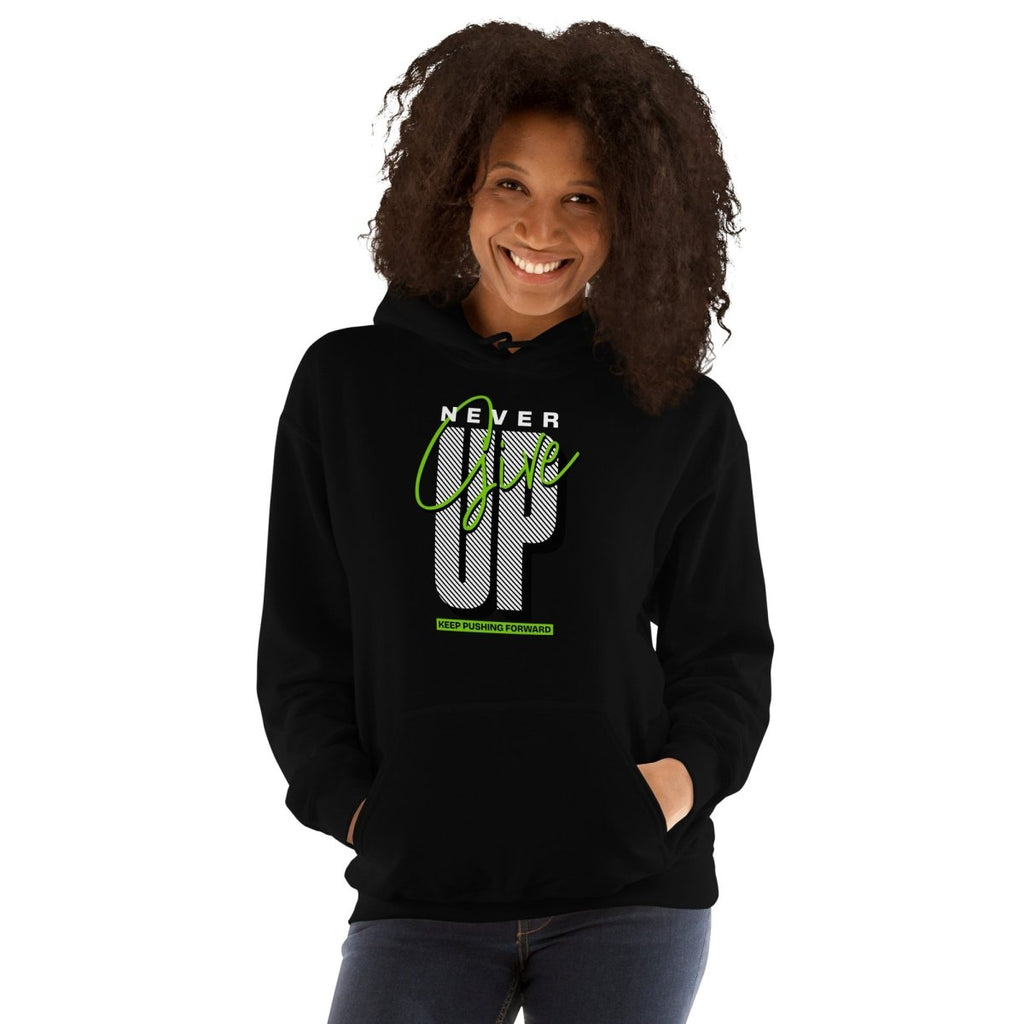 Unisex Hoodie "Never give up" - Streetwear - size_range | Black Ursus