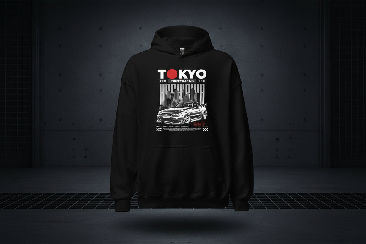 Unisex Hoodie "Tokyo Street Racing 1" - Streetwear - size_range | Black Ursus