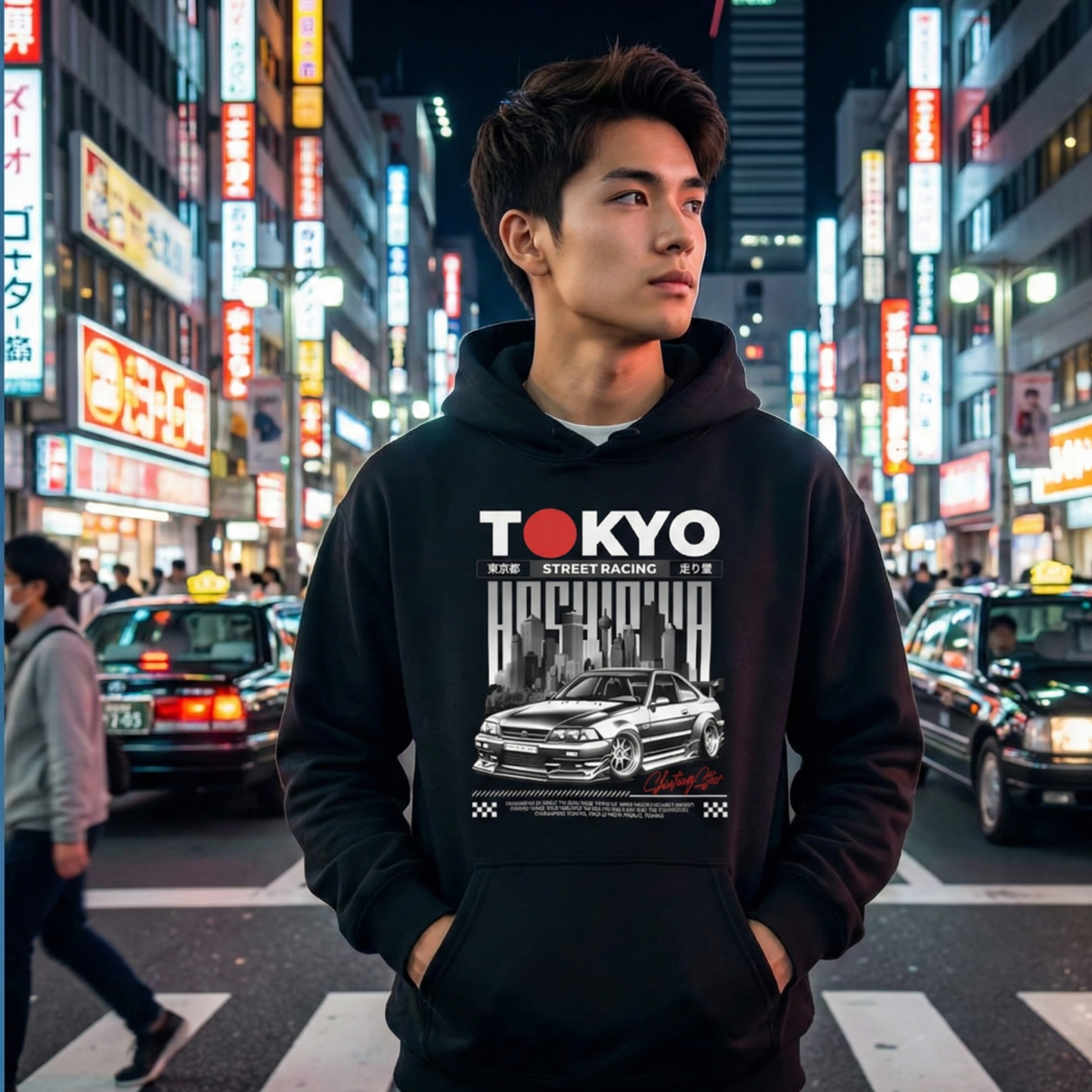 Unisex Hoodie "Tokyo Street Racing 1" - Streetwear - size_range | Black Ursus