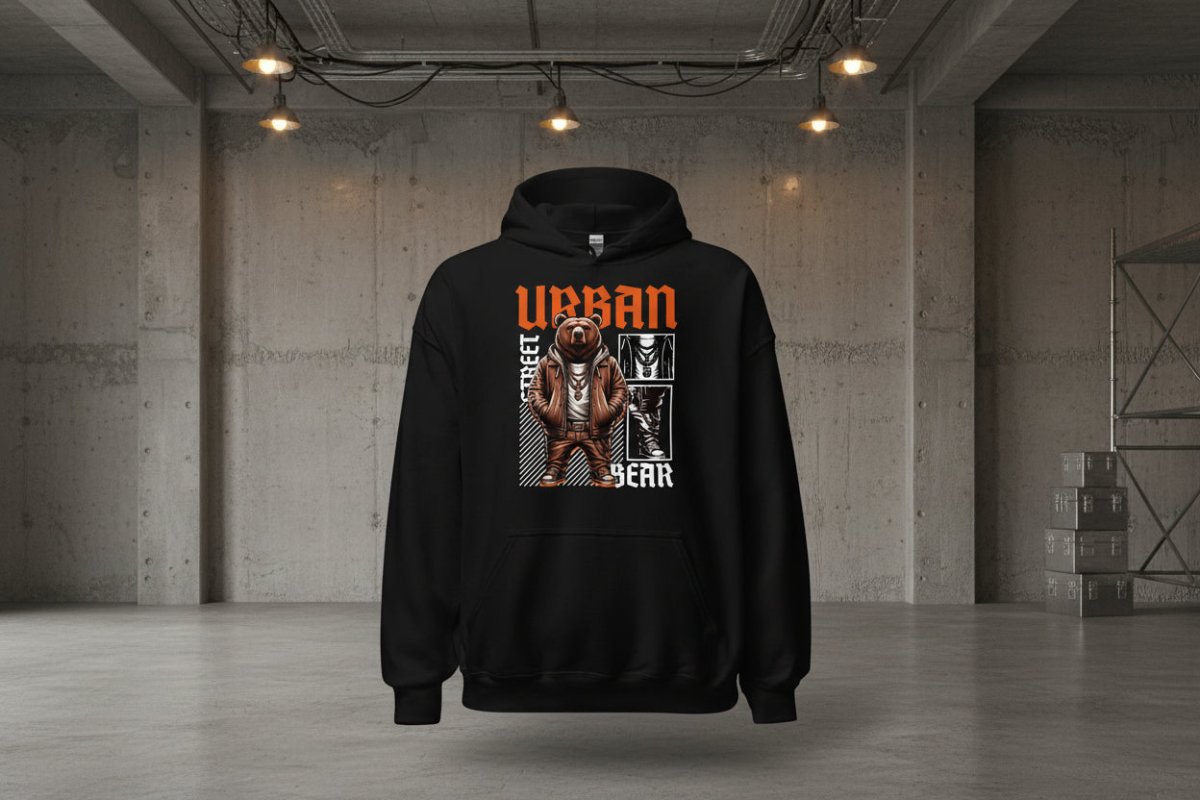 Unisex Hoodie "Urban BEAR" - Black Ursus | Urban Streetwear