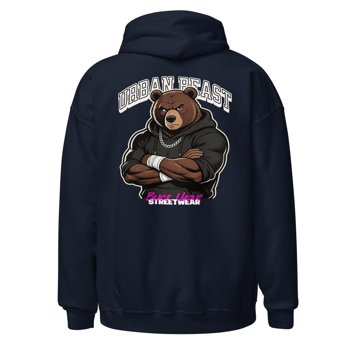 Unisex Hoodie "URBAN BEAST" mit hochwertigem Logo - Stick in Weiß - Streetwear - size_range | Black Ursus