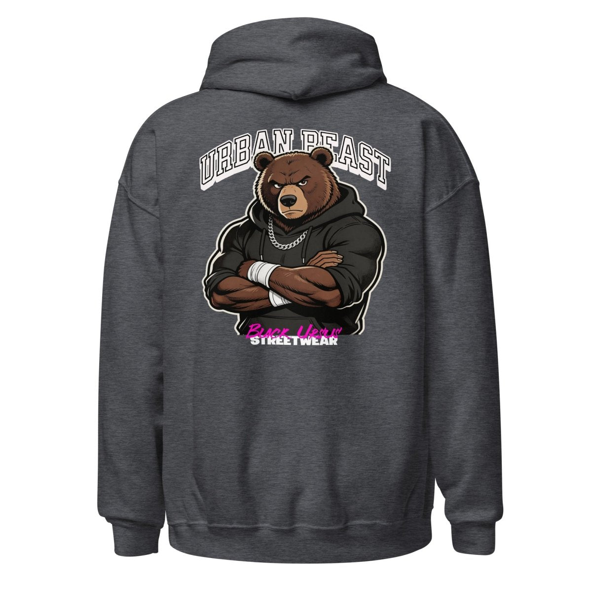 Unisex Hoodie "URBAN BEAST" mit hochwertigem Logo - Stick in Weiß - Streetwear - size_range | Black Ursus
