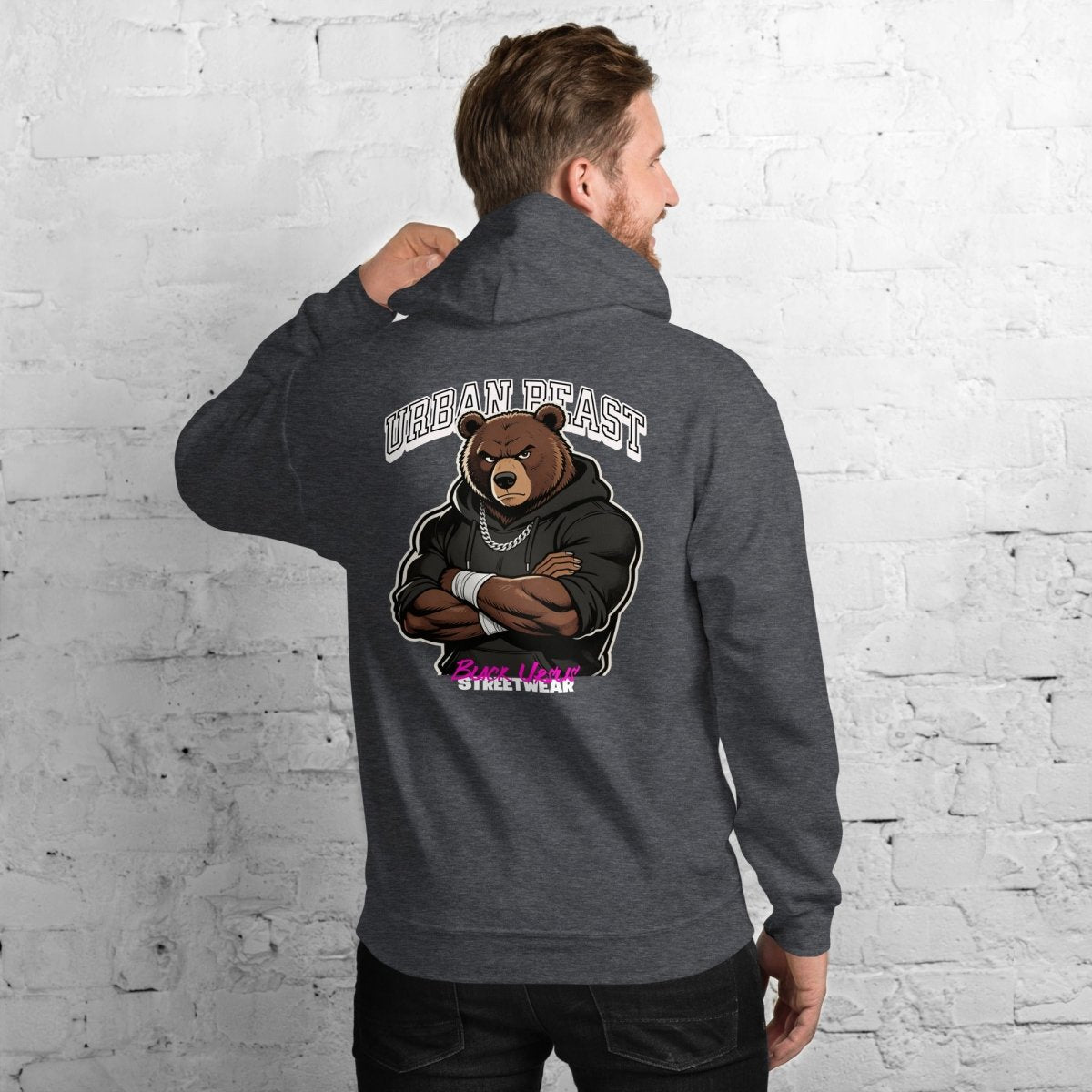 Unisex Hoodie "URBAN BEAST" mit hochwertigem Logo - Stick in Weiß - Streetwear - size_range | Black Ursus