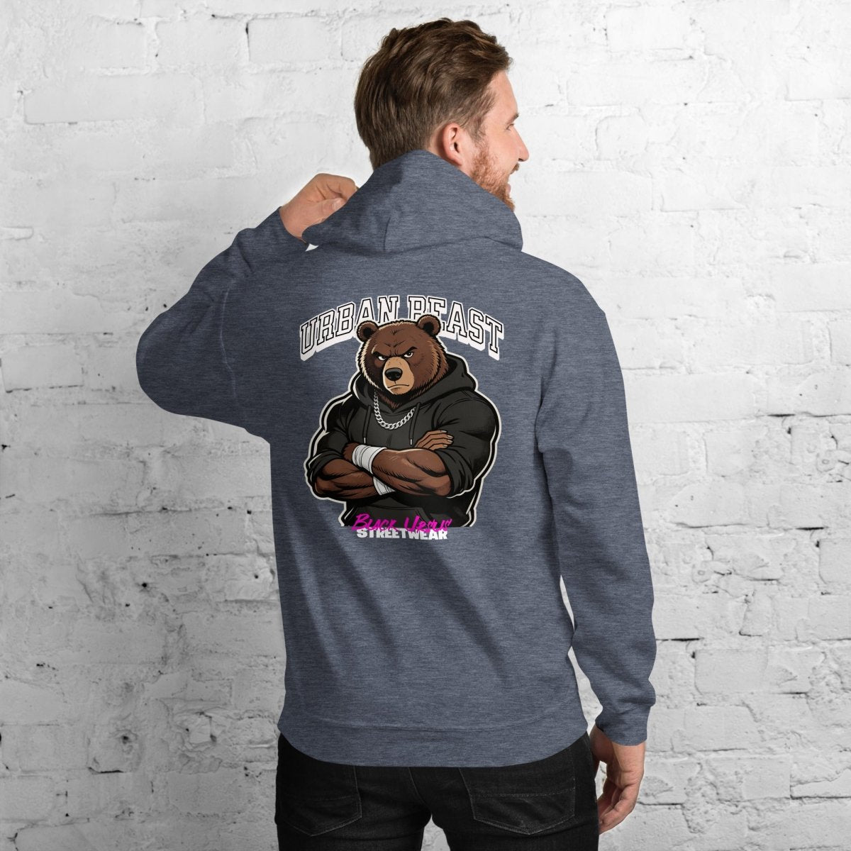 Unisex Hoodie "URBAN BEAST" mit hochwertigem Logo - Stick in Weiß - Streetwear - size_range | Black Ursus