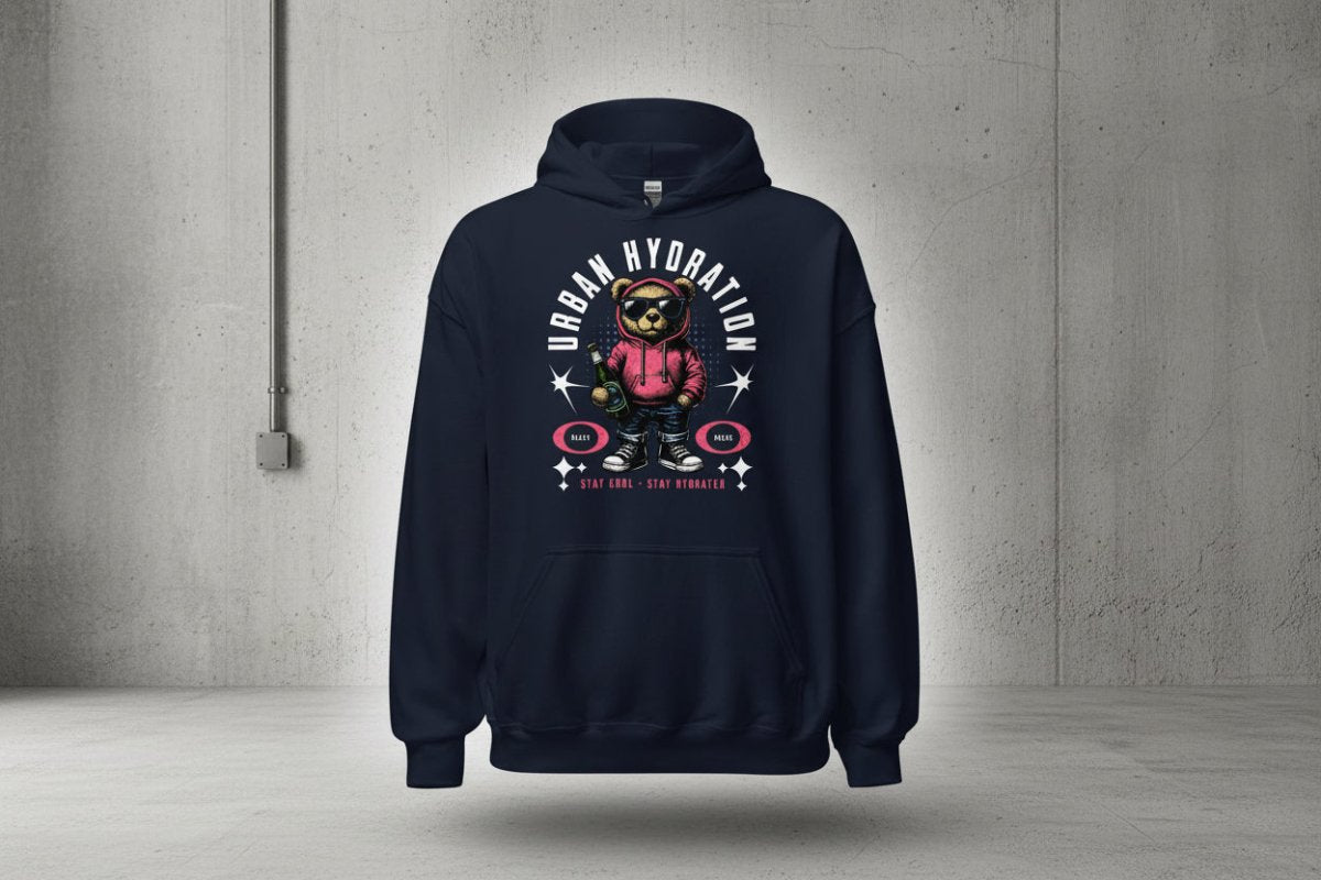 Unisex Hoodie "Urban Hydration" - Black Ursus | Urban Streetwear